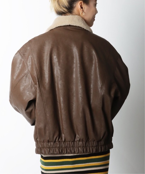 Oriens JOURNAL STANDARD（オリエンス ジャーナルスタンダード）の「フェイクレザーボマーブルゾン（ブルゾン・レディース・ブラウン/アイボリー・MEDIUM/LARGE）」の20枚目の写真