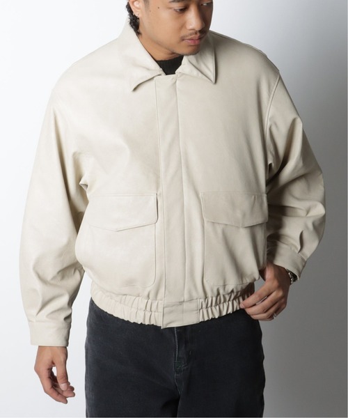 Oriens JOURNAL STANDARD（オリエンス ジャーナルスタンダード）の「フェイクレザーボマーブルゾン（ブルゾン・レディース・ブラウン/アイボリー・MEDIUM/LARGE）」の4枚目の写真