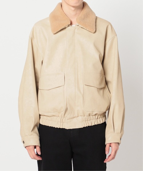 Oriens JOURNAL STANDARD（オリエンス ジャーナルスタンダード）の「フェイクレザーボマーブルゾン（ブルゾン・レディース・ブラウン/アイボリー・MEDIUM/LARGE）」の8枚目の写真