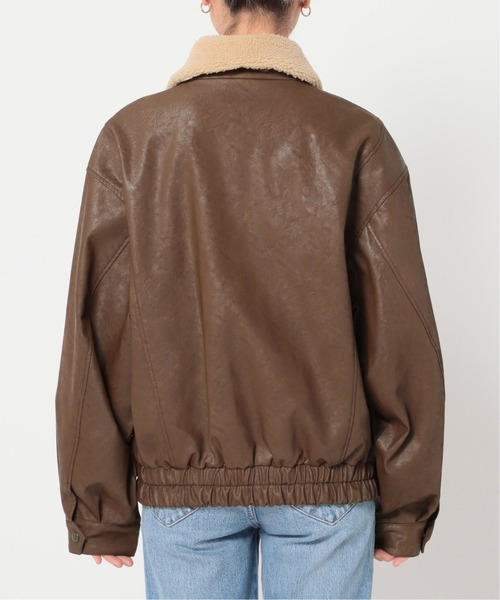 Oriens JOURNAL STANDARD（オリエンス ジャーナルスタンダード）の「フェイクレザーボマーブルゾン（ブルゾン・レディース・ブラウン/アイボリー・MEDIUM/LARGE）」の13枚目の写真