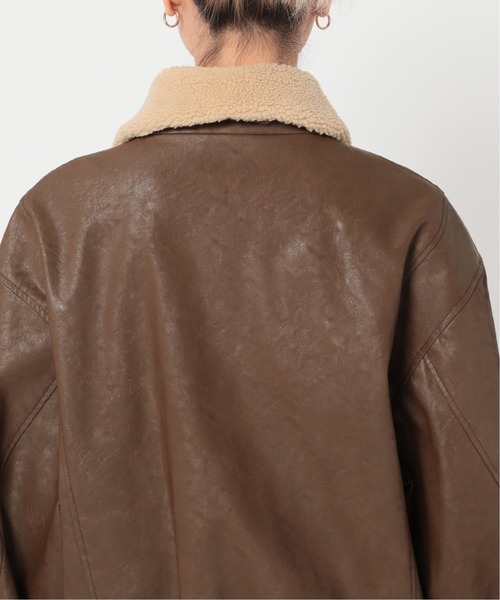 Oriens JOURNAL STANDARD（オリエンス ジャーナルスタンダード）の「フェイクレザーボマーブルゾン（ブルゾン・レディース・ブラウン/アイボリー・MEDIUM/LARGE）」の21枚目の写真
