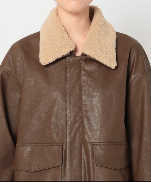 Oriens JOURNAL STANDARD（オリエンス ジャーナルスタンダード）の「フェイクレザーボマーブルゾン（ブルゾン・レディース・ブラウン/アイボリー・MEDIUM/LARGE）」の17枚目の写真