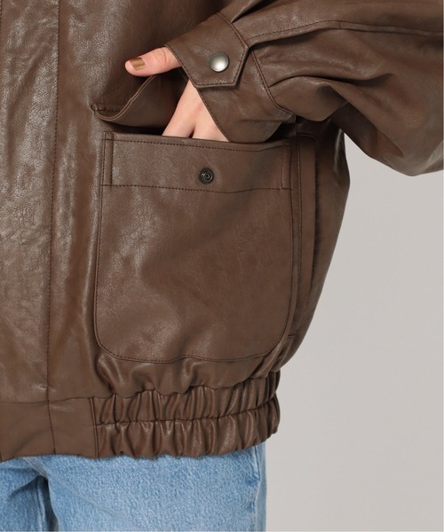 Oriens JOURNAL STANDARD（オリエンス ジャーナルスタンダード）の「フェイクレザーボマーブルゾン（ブルゾン・レディース・ブラウン/アイボリー・MEDIUM/LARGE）」の9枚目の写真