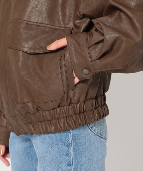 Oriens JOURNAL STANDARD（オリエンス ジャーナルスタンダード）の「フェイクレザーボマーブルゾン（ブルゾン・レディース・ブラウン/アイボリー・MEDIUM/LARGE）」の14枚目の写真