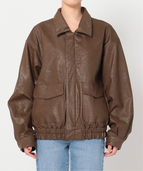 Oriens JOURNAL STANDARD（オリエンス ジャーナルスタンダード）の「フェイクレザーボマーブルゾン（ブルゾン・レディース・ブラウン/アイボリー・MEDIUM/LARGE）」の18枚目の写真