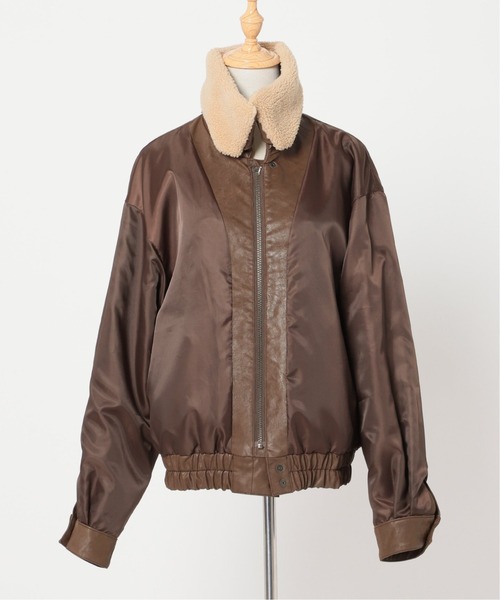 Oriens JOURNAL STANDARD（オリエンス ジャーナルスタンダード）の「フェイクレザーボマーブルゾン（ブルゾン・レディース・ブラウン/アイボリー・MEDIUM/LARGE）」の10枚目の写真