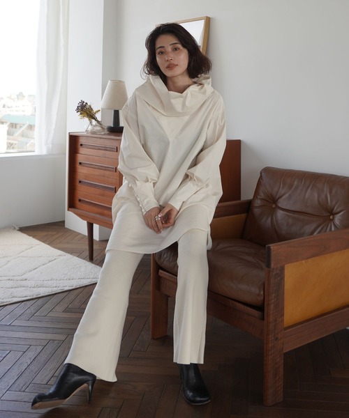 ETRE TOKYO（エトレトウキョウ）の「ハイネックシャツミニワンピース（シャツワンピース・レディース・ブラック/アイボリー・FREE）」の2枚目の写真