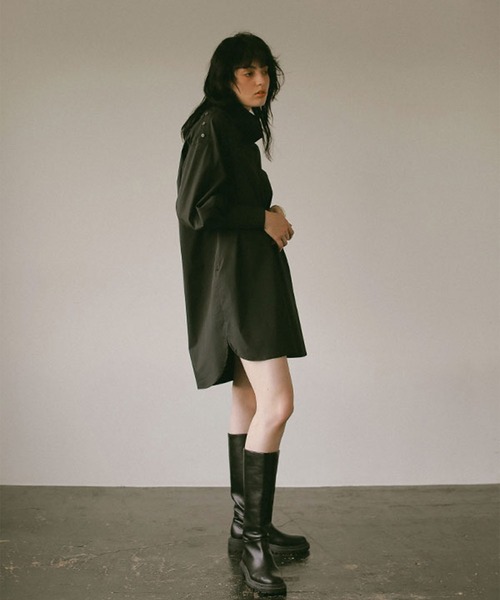 ETRE TOKYO（エトレトウキョウ）の「ハイネックシャツミニワンピース（シャツワンピース・レディース・ブラック/アイボリー・FREE）」の7枚目の写真