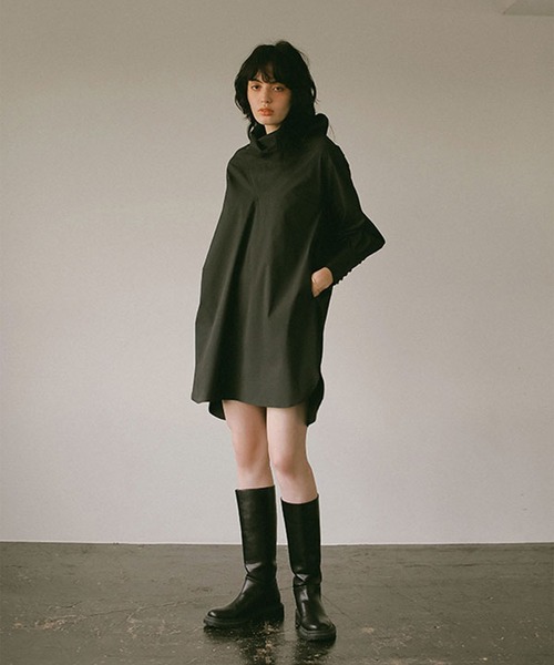 ETRE TOKYO（エトレトウキョウ）の「ハイネックシャツミニワンピース（シャツワンピース・レディース・ブラック/アイボリー・FREE）」の6枚目の写真