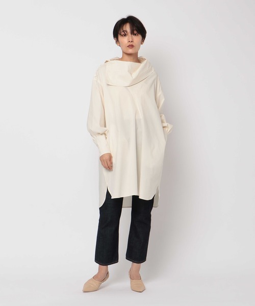 ETRE TOKYO（エトレトウキョウ）の「ハイネックシャツミニワンピース（シャツワンピース・レディース・ブラック/アイボリー・FREE）」の13枚目の写真