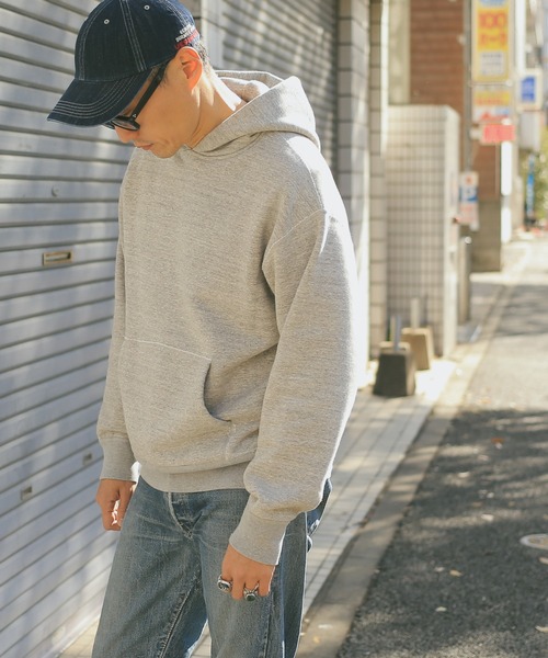 BARNS OUTFITTERS(バーンズアウトフィッターズ)の「バーンズ アウトフィッターズ BR-8442 TSURI-AMI(吊り編み)ワイド プルオーバー スウェットパーカー(パーカー・メンズ・ブラック/グレー/ターコイズブルー/ホワイト・L/M)」の3枚目の写真