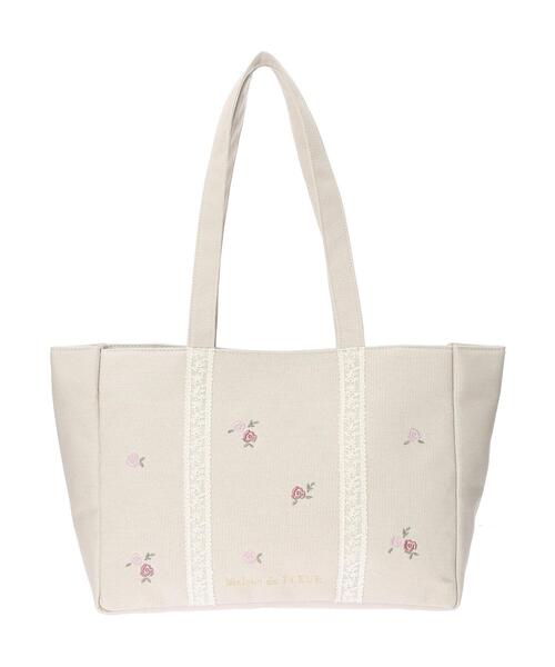 ロラライハリス♡ブルーWレースデニム♡刺繍の多機能スクエアトートバッグ♡ ロラライハリス♡ブルーWレースデニム♡刺繍の多機能スクエア