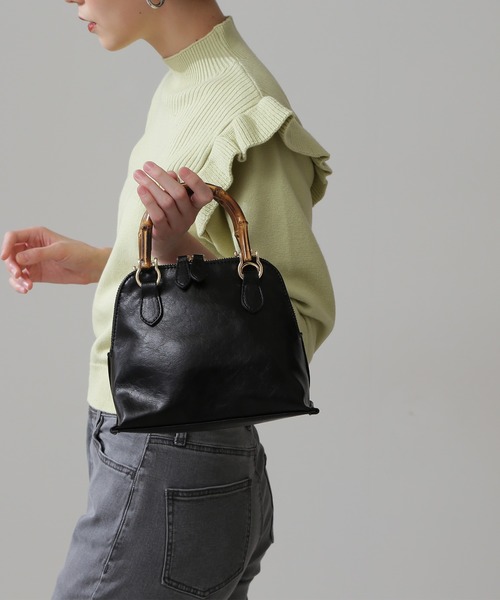 N.（N. Natural Beauty Basic）（エヌエヌナチュラルビューティーベーシック）の「◆バンブーミニショルダーバッグ（ショルダーバッグ・レディース・ブラック/ホワイト/オレンジ・ﾌﾘ-）」の8枚目の写真