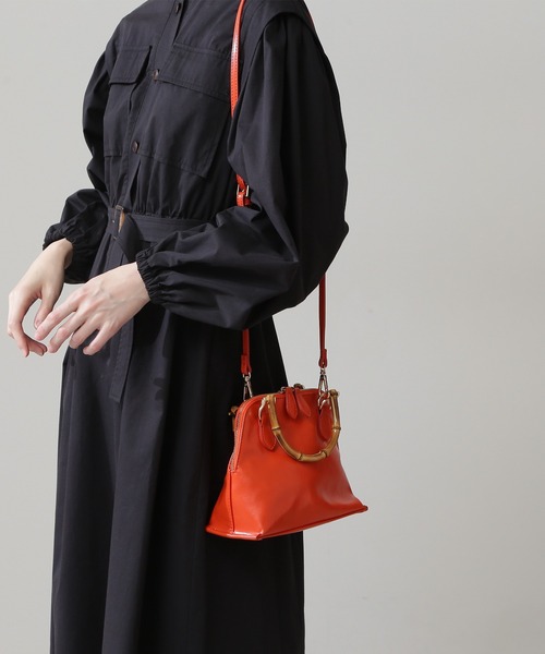 N.（N. Natural Beauty Basic）（エヌエヌナチュラルビューティーベーシック）の「◆バンブーミニショルダーバッグ（ショルダーバッグ・レディース・ブラック/ホワイト/オレンジ・ﾌﾘ-）」の4枚目の写真