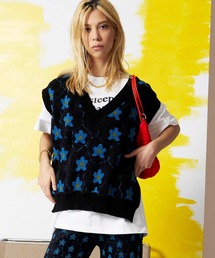Floral Pattern Jacquard Knit Tops/フラワージャガードニット