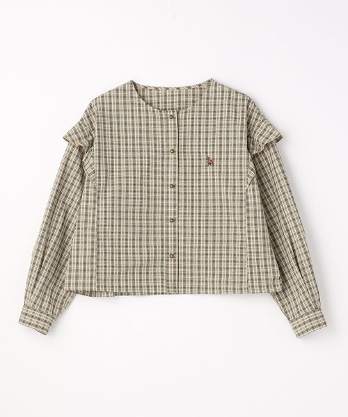 179/WG(イチナナキュウダブルジー)の「クロップドフリルチェックブラウス(シャツ/ブラウス・レディース・ピンク/ブルー/グリーン・MEDIUM)」の14枚目の写真