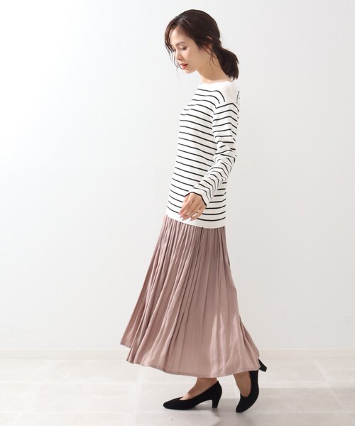 DRESKIP（ドレスキップ）の「◆マシンウォシャブルスカラップボーダーニット（ニット/セーター・レディース・グリーン系その他4/ブラック系2/ベージュ系その他5/ネイビー系2・02/03/04）」の10枚目の写真