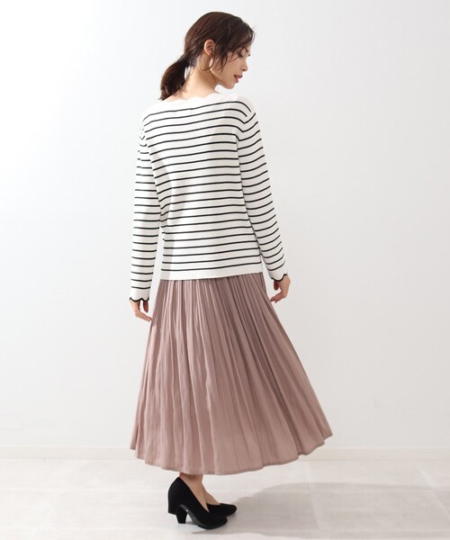 DRESKIP（ドレスキップ）の「◆マシンウォシャブルスカラップボーダーニット（ニット/セーター・レディース・グリーン系その他4/ブラック系2/ベージュ系その他5/ネイビー系2・02/03/04）」の20枚目の写真