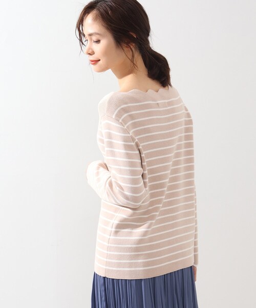 DRESKIP（ドレスキップ）の「◆マシンウォシャブルスカラップボーダーニット（ニット/セーター・レディース・グリーン系その他4/ブラック系2/ベージュ系その他5/ネイビー系2・02/03/04）」の15枚目の写真