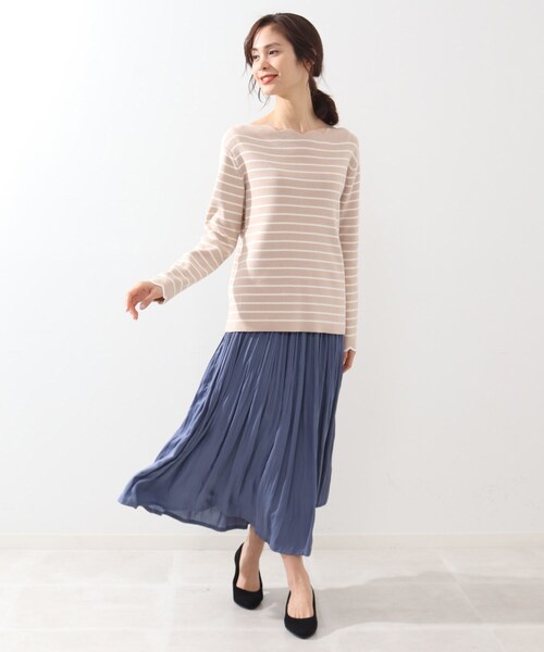 DRESKIP（ドレスキップ）の「◆マシンウォシャブルスカラップボーダーニット（ニット/セーター・レディース・グリーン系その他4/ブラック系2/ベージュ系その他5/ネイビー系2・02/03/04）」の11枚目の写真