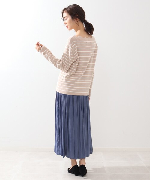 DRESKIP（ドレスキップ）の「◆マシンウォシャブルスカラップボーダーニット（ニット/セーター・レディース・グリーン系その他4/ブラック系2/ベージュ系その他5/ネイビー系2・02/03/04）」の21枚目の写真