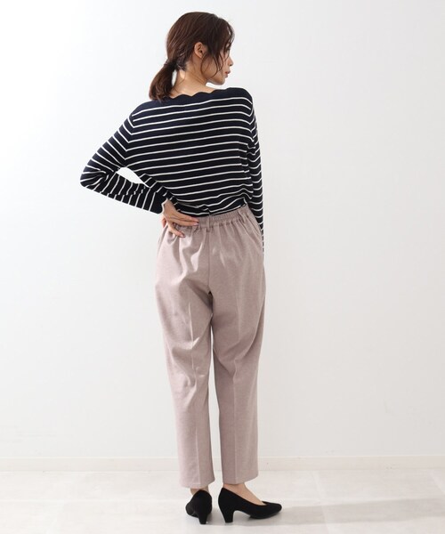 DRESKIP（ドレスキップ）の「◆マシンウォシャブルスカラップボーダーニット（ニット/セーター・レディース・グリーン系その他4/ブラック系2/ベージュ系その他5/ネイビー系2・02/03/04）」の12枚目の写真