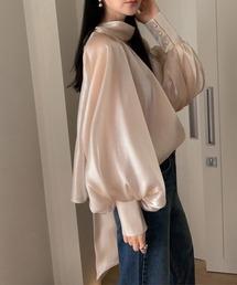 me+em select | 【２way】ボリュームスリーブグロッシーリボンブラウス(シャツ/ブラウス)