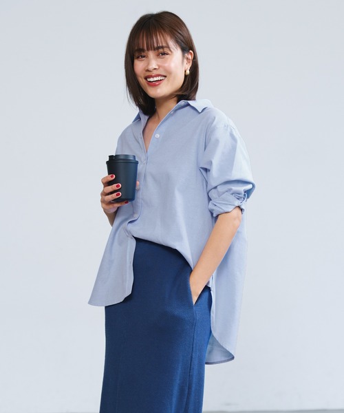 coca（coca）（コカ）の「＼新色登場／ビッグ無地シャツ（シャツ/ブラウス・レディース・ホワイト/ブルー/ネイビー・ONE SIZE/M/S/L）」の7枚目の写真