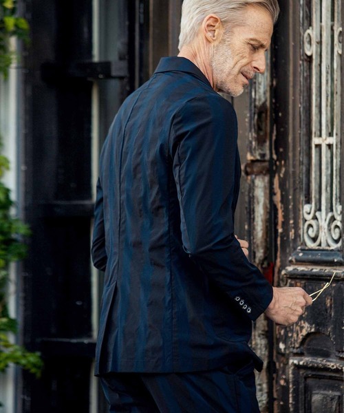 1PIU1UGUALE3 RELAX (ウノピゥウノウグァーレトレ リラックス)の「1PIU1UGUALE3 RELAX(ウノピゥウノウグァーレトレ)ストライプジャケット(テーラードジャケット・メンズ・グレー/ネイビー・S/M/L/XL/XXL)」の21枚目の写真