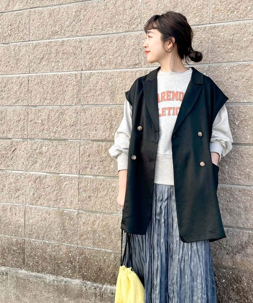 ITEMS URBANRESEARCH(アイテムズ アーバンリサーチ)の「『セットアップ対応』テーラードジレ(その他アウター・レディース・ベージュ/ブラック・FREE)」の2枚目の写真