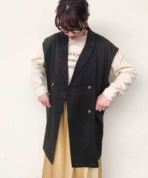 ITEMS URBANRESEARCH(アイテムズ アーバンリサーチ)の「『セットアップ対応』テーラードジレ(その他アウター・レディース・ベージュ/ブラック・FREE)」の5枚目の写真