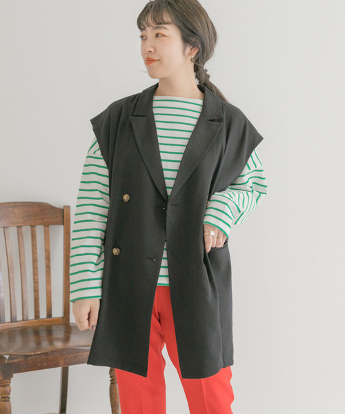ITEMS URBANRESEARCH(アイテムズ アーバンリサーチ)の「『セットアップ対応』テーラードジレ(その他アウター・レディース・ベージュ/ブラック・FREE)」の9枚目の写真