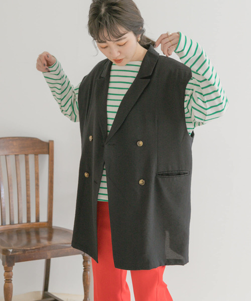 ITEMS URBANRESEARCH(アイテムズ アーバンリサーチ)の「『セットアップ対応』テーラードジレ(その他アウター・レディース・ベージュ/ブラック・FREE)」の10枚目の写真