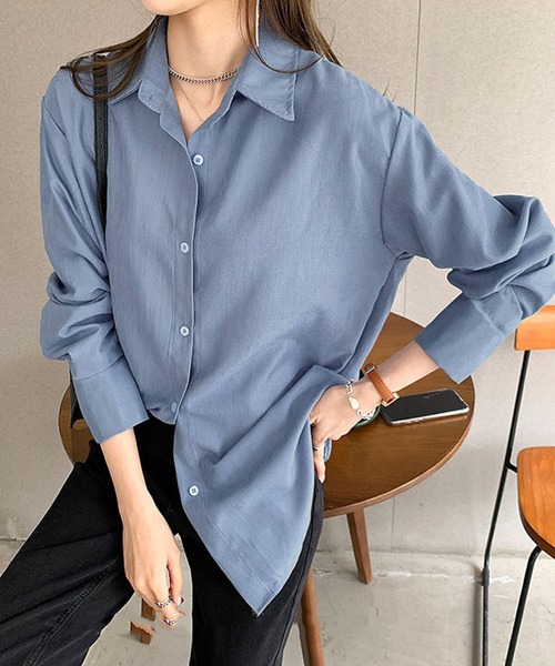 Amulet(アミュレット)の「着痩せ長袖シャツ(シャツ/ブラウス・レディース・ホワイト/イエロー/ベージュ/ブルー・XL/M/L)」の3枚目の写真
