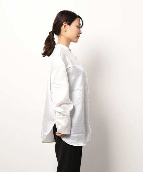 STYLEBLOCK（スタイルブロック）の「シャンブレー2WAYブラウス（シャツ/ブラウス・レディース・ブラック/ライトブルー/グレー/ホワイト・M）」の7枚目の写真