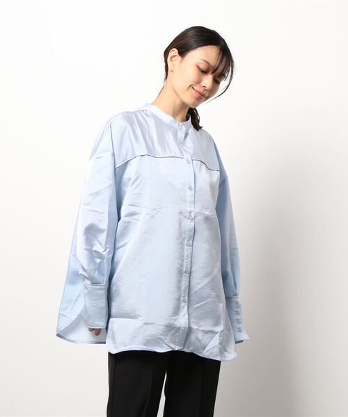 STYLEBLOCK（スタイルブロック）の「シャンブレー2WAYブラウス（シャツ/ブラウス・レディース・ブラック/ライトブルー/グレー/ホワイト・M）」の8枚目の写真