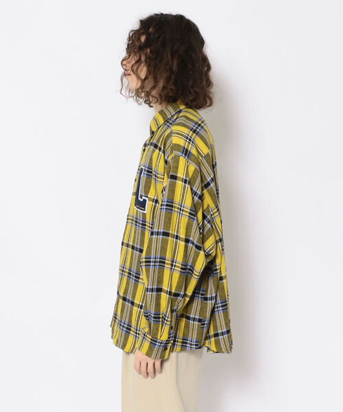LUSOR（ルーソル）の「LUSOR（ルーソル）ワッペンチェックシャツ（シャツ/ブラウス・メンズ・イエロー/ブルー・FREE）」の4枚目の写真