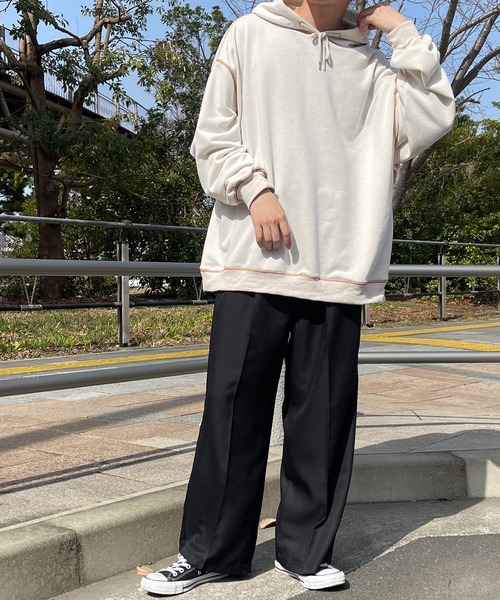 PairPair(ペアペア)の「ストレートワイドパンツ(ユニセックス)(スラックス・メンズ・ブラック/アイボリー/グレイッシュベージュ・MEDIUM/LARGE)」の22枚目の写真