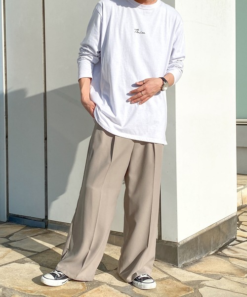 PairPair(ペアペア)の「ストレートワイドパンツ(ユニセックス)(スラックス・メンズ・ブラック/アイボリー/グレイッシュベージュ・MEDIUM/LARGE)」の5枚目の写真