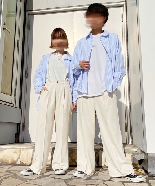 PairPair(ペアペア)の「ストレートワイドパンツ(ユニセックス)(スラックス・メンズ・ブラック/アイボリー/グレイッシュベージュ・MEDIUM/LARGE)」の6枚目の写真