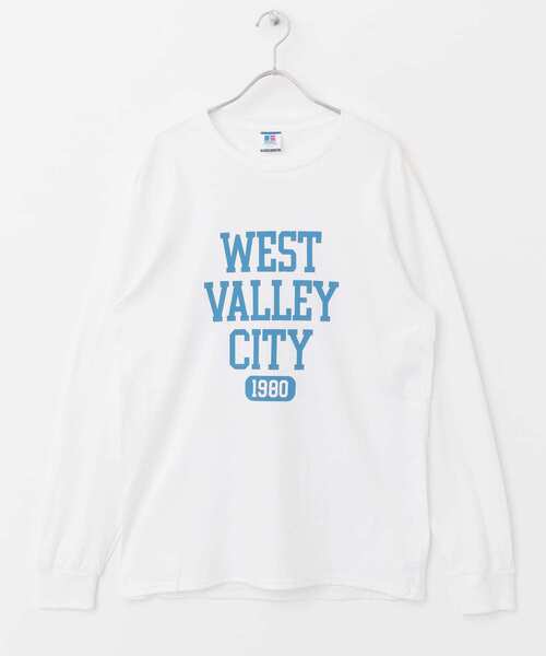 Russell Athletic（ラッセルアスレティック）の「『別注』RUSSELL ATHLETIC×DOORS　ロゴプリントロングスリーブTシャツ（Tシャツ/カットソー・メンズ・ホワイト/グレー/ブラック・MEDIUM/LARGE/X-LARGE）」の13枚目の写真