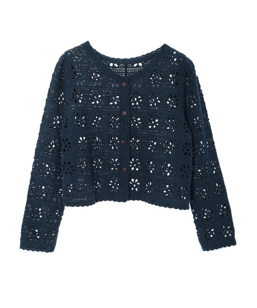 fifth（フィフス）の「フラワーすかし編みカーディガン（カーディガン/ボレロ・レディース・ブラック/ネイビー・M）」の10枚目の写真