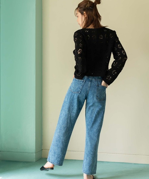 fifth（フィフス）の「フラワーすかし編みカーディガン（カーディガン/ボレロ・レディース・ブラック/ネイビー・M）」の7枚目の写真