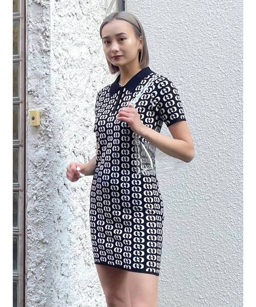 EMODA（エモダ）の「モノグラムポロワンピース（ワンピース・レディース・その他/その他1/ブルー/ブラック/ピンク・FREE）」の4枚目の写真