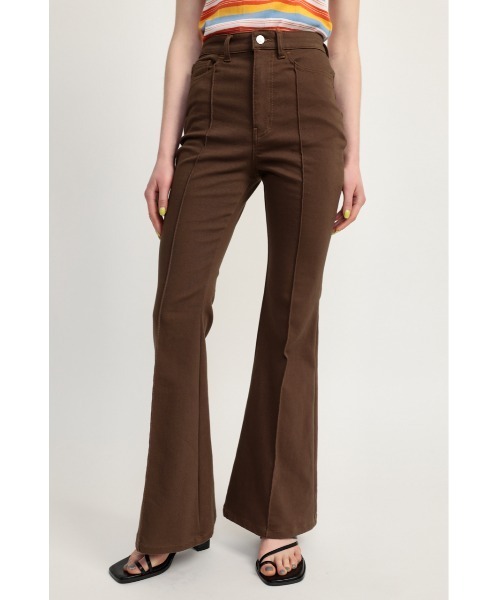 SLY（スライ）の「COLOR SATIN DENIM PT カラー サテン パンツ（スラックス・レディース・ブラウン/ベージュ・2/0/1）」の4枚目の写真