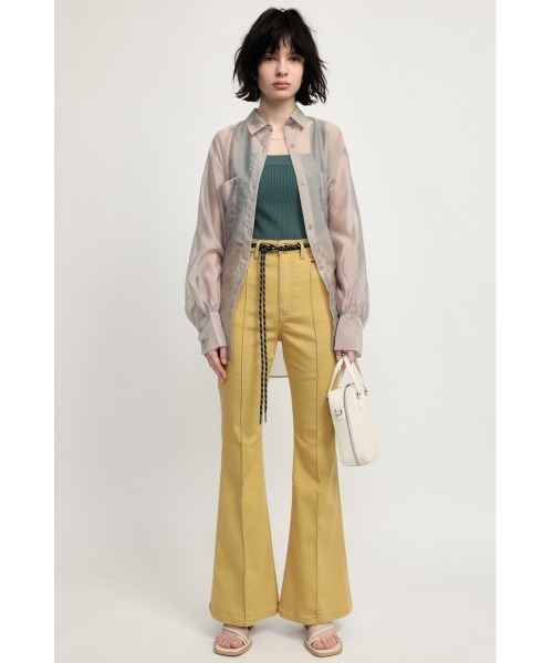 SLY（スライ）の「COLOR SATIN DENIM PT カラー サテン パンツ（スラックス・レディース・ブラウン/ベージュ・2/0/1）」の9枚目の写真