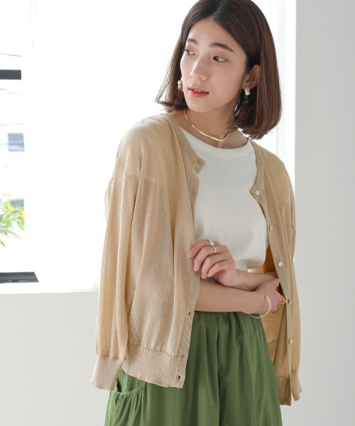 Bou Jeloud（ブージュルード）の「抗菌さらさら2WAYショートカーディガン（カーディガン/ボレロ・レディース・ブラック/イエロー/グリーン/グレイッシュベージュ/サンドベージュ/ダークネイビー/ブルーグリーン/オレンジ・FREE）」の3枚目の写真