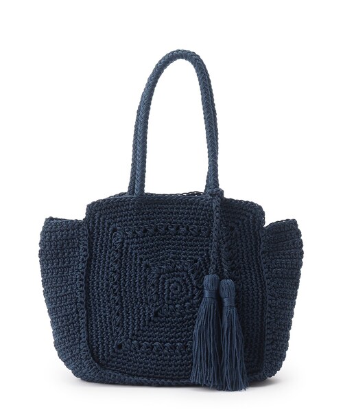 SHOO・LA・RUE(シューラルー)の「◆スクエアニットバッグ(ハンドバッグ・レディース・ブラック/ブルー/ナチュラル/ブラウン系その他7・00)」の1枚目の写真