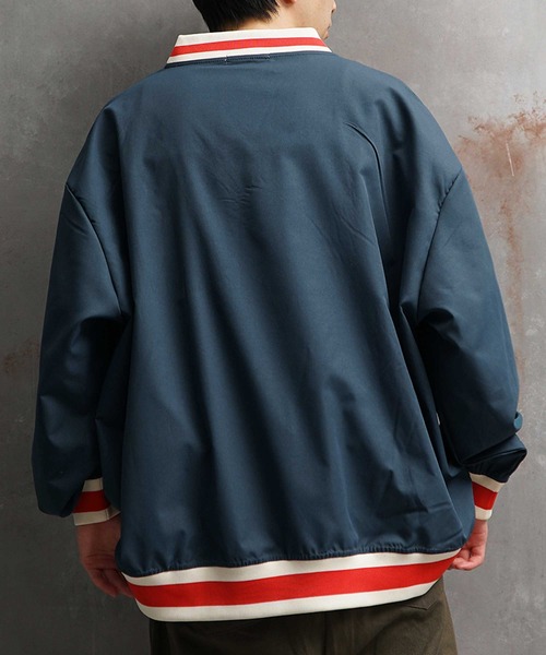 JOKER（ジョーカー）の「オーバーサイズ プルオーバーカレッジシャツ メンズ ナイロン ルーズシルエット ラインリブ 春服（Tシャツ/カットソー・メンズ・ホワイト/ネイビー/グリーン・M/L）」の9枚目の写真