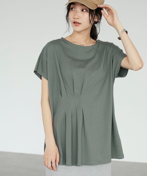 CRAFT STANDARD BOUTIQUE(クラフトスタンダードブティック)の「なめらかアシンメトリーチュニック *◆(Tシャツ/カットソー・レディース・ブラック/オフホワイト/カーキ/イエロー・FREE)」の4枚目の写真